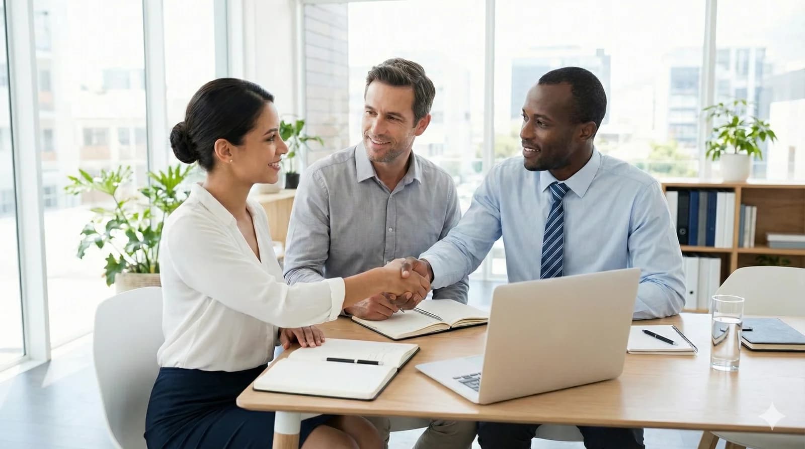 Professional partnership shaking hands at NibbleX
